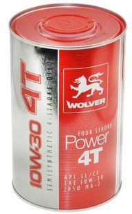 Олива для чотирьохтактних двигунів WOLVER FOUR STROKE POWER 4T SAE 10W-30 каністра 1л жерсть смаз137 фото