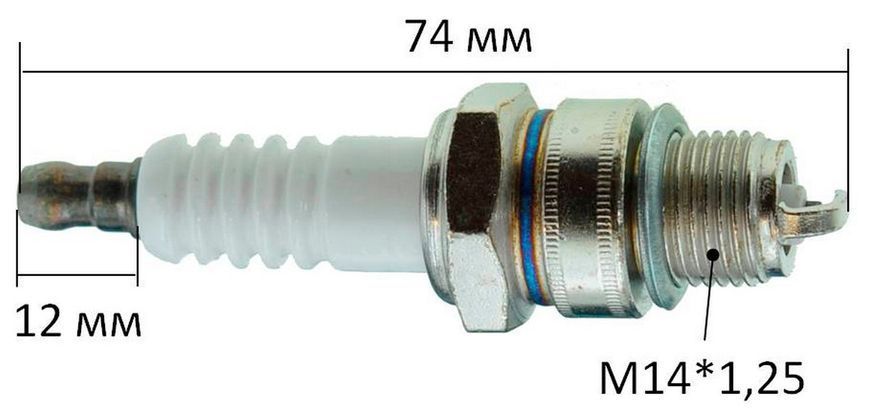 Свеча зажигания 2-T генератора ET-950 L74mm резьба M14*1.25 12mm. заж150 фото