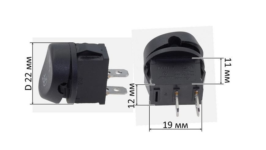 Тумблер круглый 2 положения 2 контакта D 22 mm 6A кн287 фото